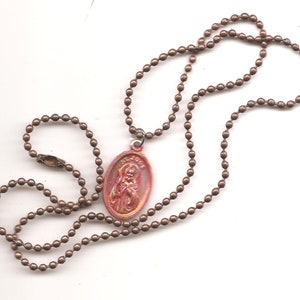 Patron Saint of Hopeless Causes, St Jude Patron Saint Medal on Antique Copper Colored Ball Chain immagine 3