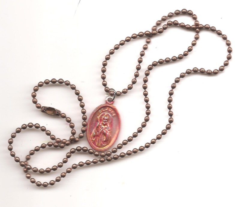 Patron Saint of Hopeless Causes, St Jude Patron Saint Medal on Antique Copper Colored Ball Chain immagine 3