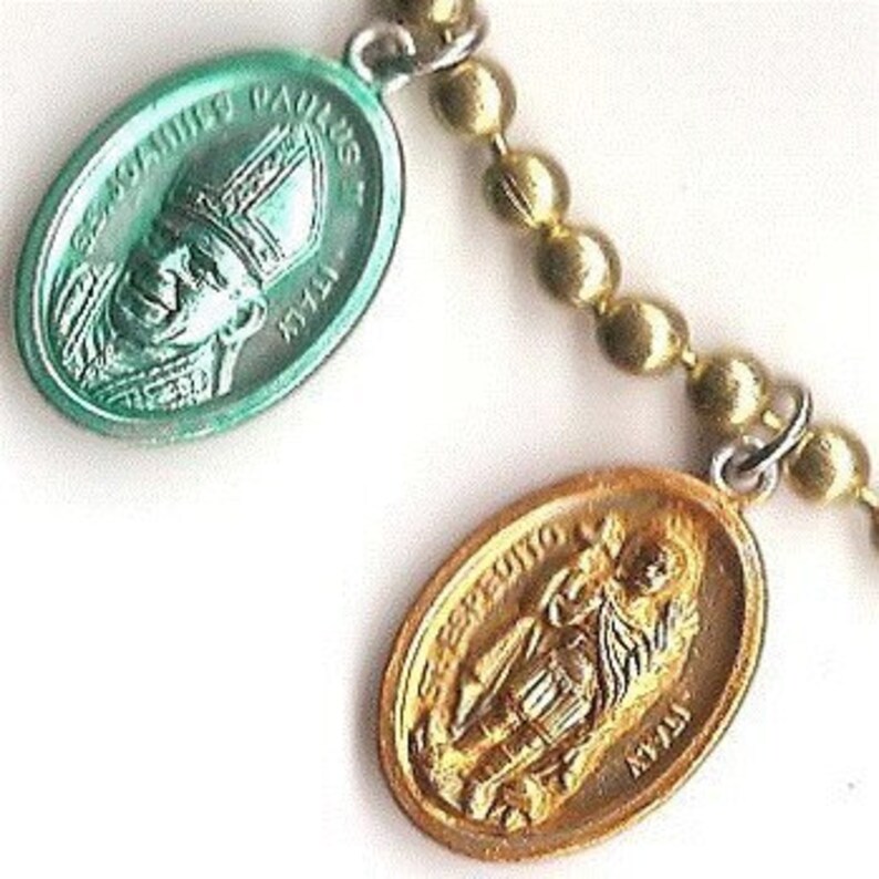 Jobs and Income, Saints for Finances Five Patron Saints Charm Bracelet on Large Ball Chain image 2