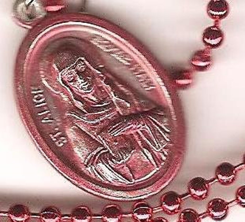 Gluten Free, St. Alice Patron Saint Medal on Red Ball Chain image 1