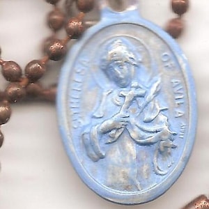 Perfectionists Who Are Not Perfect, St. Teresa of Avila Patron Saint Medal on Antique Copper Colored Ball Chain image 1