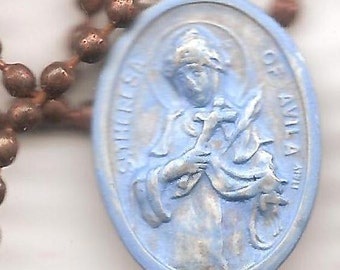 Perfectionists (Who Are Not Perfect), St. Teresa of Avila Patron Saint Medal on Antique Copper Colored Ball Chain