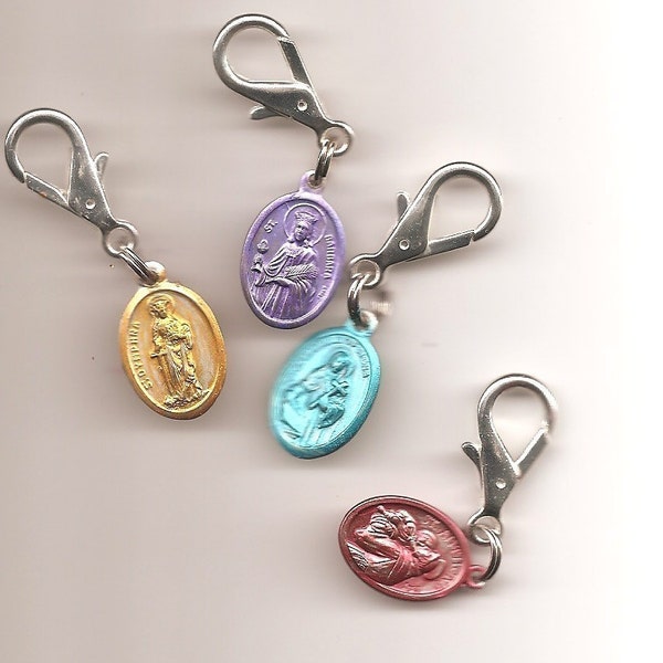 Saints on the Go, Jumbo Clip  Patron Saint Medals on MultiPurpose Silver Clips