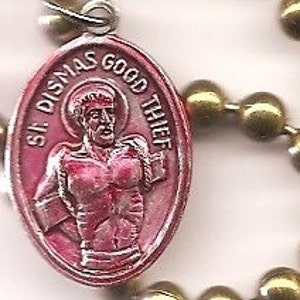 Bad Boys, St. Dismas Patron Saint Necklace on Brass Ball Chain image 1