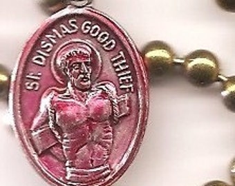 Bad Boys, St. Dismas Patron Saint Necklace on Brass Ball Chain