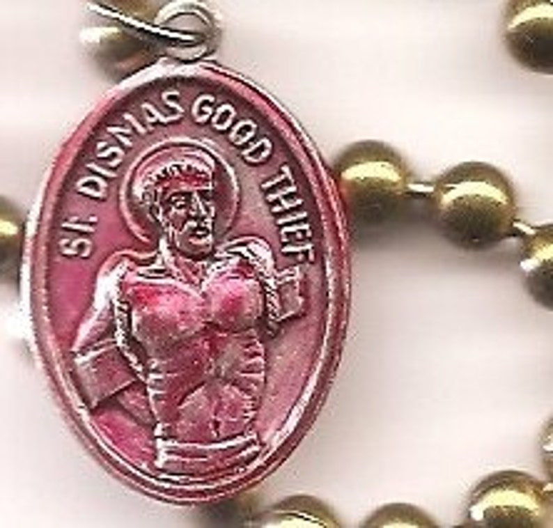 Bad Boys, St. Dismas Patron Saint Necklace on Brass Ball Chain image 1