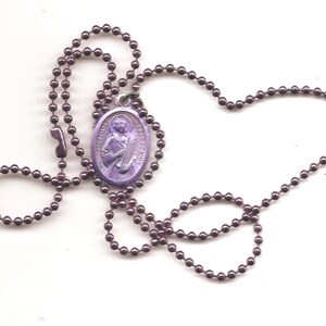 Musicians, St. Cecilia Patron Saint Medal Necklace on Purple Ball Chain image 4