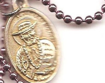 Lepers and Other Outcasts, St. Damien Patron Saint Medal Necklace on Ball Chain