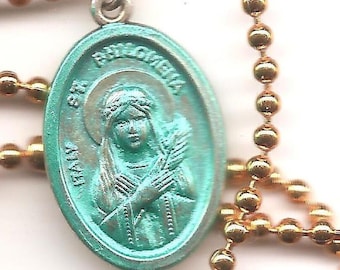 The Power of Positive Thinking, St. Philomena Patron Saint Medal on Orange Ball Chain