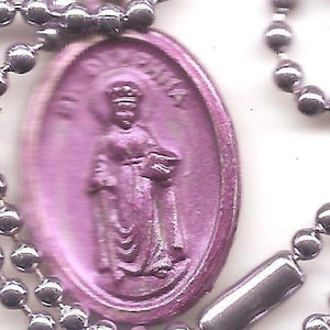 Crazy People, St. Dymphna Patron Saint Necklace on Light Purple Ball Chain imagem 1