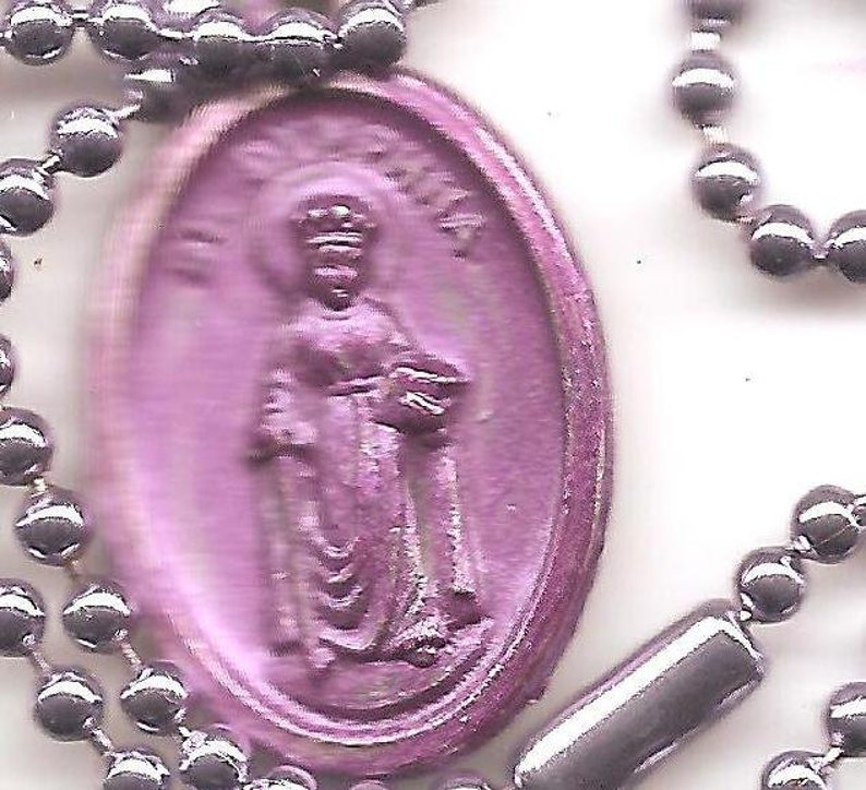 Crazy People, St. Dymphna Patron Saint Necklace on Light Purple Ball Chain imagem 1