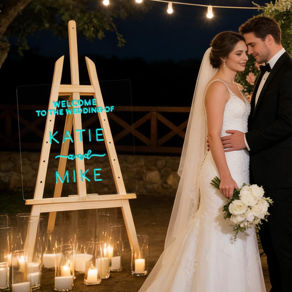 Reception Neom Sign Wedding Welcome Neon Sign, Personalized Minimalist Decor for Wedding ...