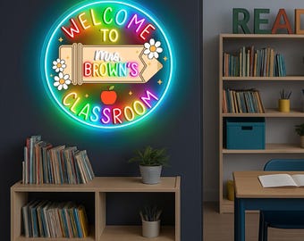 Personalized Teacher Name Neon Sign: Custom Classroom Decor
