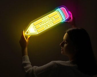 Bleistift Neon Schild, Neon wie, Bleistift Neon Schild, Kanten beleuchtet Neon, Lehrer Neonlicht, Bleistift Dekorationen, Lehrer Leuchtreklame Dekor Geschenke