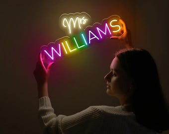 Personalized Teacher Name Neon Sign: Classroom Door Decor