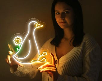 Goose Neon Sign: Light Pink Nursery Decor, Farm Animal Art