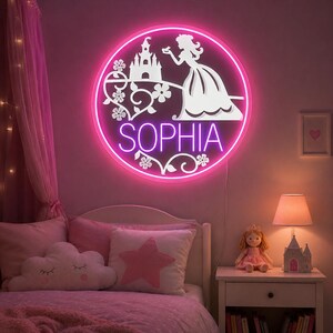 Personalized Princess Castle Neon Sign, Custom Princess Name LED Wall Light, Girls Bedroom Decor, Fairy Tale Nursery Neon Sign, Kids Gift.
