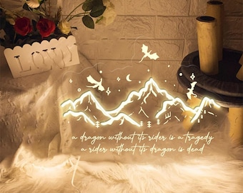 Fourth Wing Neon Sign: Dragon Rider Fantasy Decor
