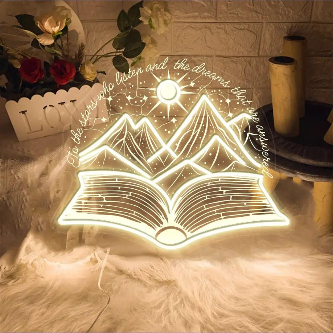 ACOTAR Neon Sign: SJM Quotes, Book & Mountains LED Light - Etsy