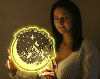 Velaris Neon Sign: To The Stars Who Listen, Book Lover Gift