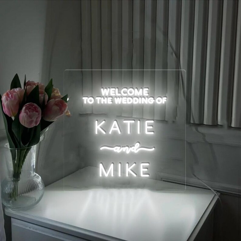 Reception Neom Sign Wedding Welcome Neon Sign, Personalized Minimalist Decor for Wedding ...