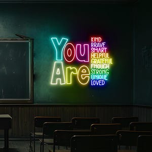 Jesteś miłym neonem, Neon z powrotem do szkoły, Neon nauczyciela przedszkola, Pierwszy dzień szkoły Neon, Prezent dla nauczyciela z podziękowaniami