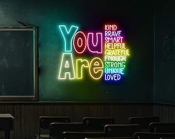 You Are Kind Neon Sign, Back To School Neon, Kindergarten Teacher Neon, First Day Of School Neon Sign, Teacher Appreciation Gift For Teacher