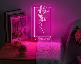 Throne Of Glass Flower Aelin Quote Neon Sign, The Thirteen Neon, Throne Of Glass Neon, Gift for her To Whatever End Throne Of Glass Neon