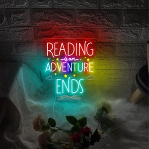 Reading is an Adventure, School Library Decor, Reading Neon Sign ...