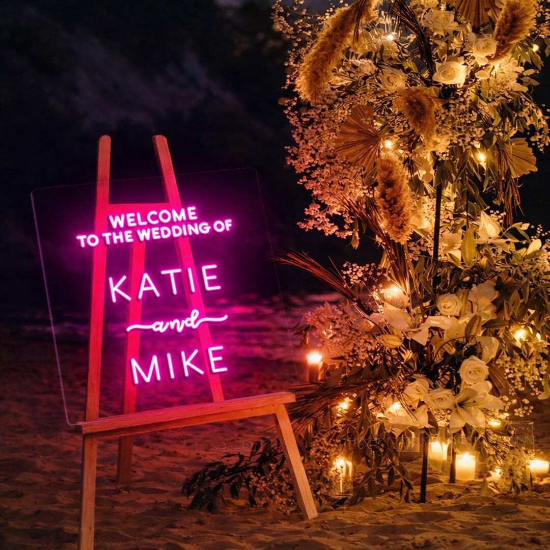 Reception Neom Sign Wedding Welcome Neon Sign, Personalized Minimalist Decor for Wedding ...
