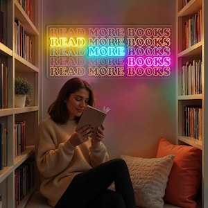 Librarian Neon Sign, Book Lover Gift, Read More Books Neon Sign, Librarian Gift, Bookworm Neon, Reading Neon, Library Neon, Gift For Teacher