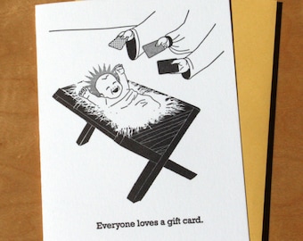 Baby Jesus Loves a Gift Card Letterpress Card