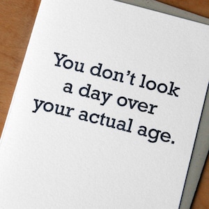 Actual Age Letterpress Birthday Card image 1