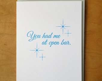 Open Bar- Letterpress Card