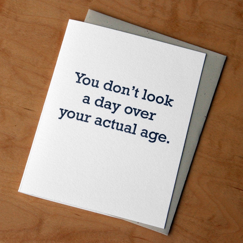 Actual Age Letterpress Birthday Card image 2