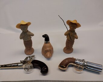 Avon vintage pistols, 2 catch a fish figurines & bloodhound pipe