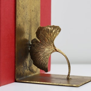 Gold Bookends | Vintage Style Golden Ginkgo Leaf Bookends