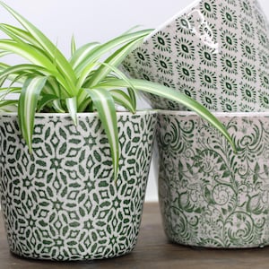 Rustic Green Plant Pot |  Handcrafted Planter | Distressed Crackle Glaze | 6 Designs
