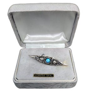 Antique Art Nouveau Genuine Opal Brooch Stamped