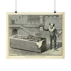 A novel stage trick - Decapitation, 1897. Victorian magic circus art poster