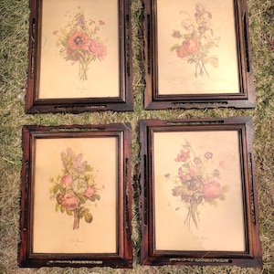 Antique 1800s Floral Bouquet Prints Jean Louis Prévost Cottagecore Vintage