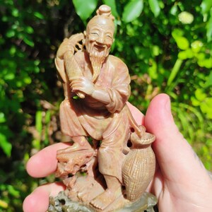 Vintage 6 Chinese Fisherman Asian Hand Carved Stone