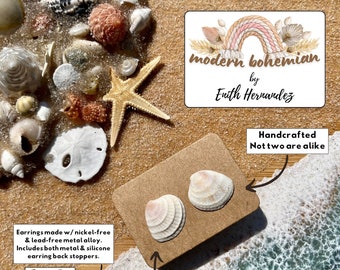 Small REAL SHELL earrings for girls women beach themed, handpicked