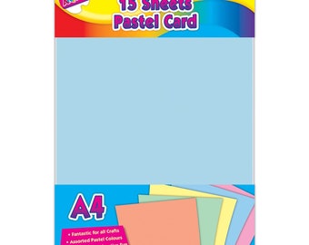 ARTBOX A4 Pastel Coloured Card (Blue, Green, Orange, Pink & Yellow) 15 Sheets