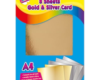 Metallic Gold and Silver Cardstock, A4, 8 Sheets