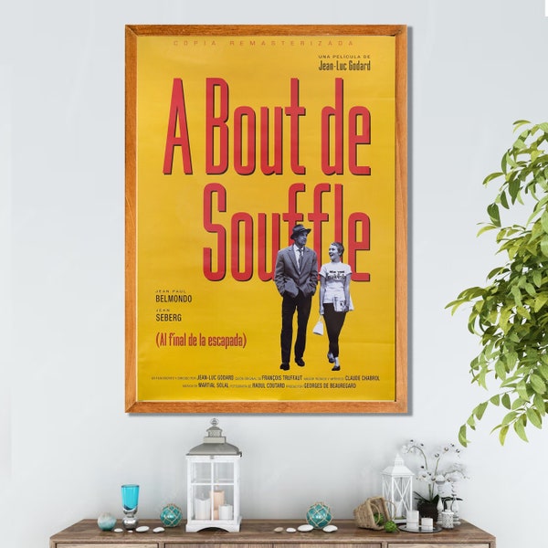 A Bout de Souffle Breathless Wall Art Print - Godard Belmondo Film Poster - Film Poster Canvas Print, Wall Art Decor Movie