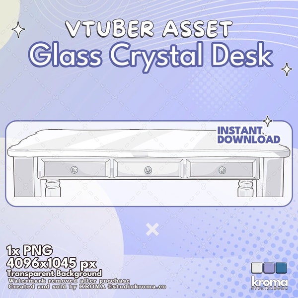 VTUBER ASSET - Glass Crystal Desk