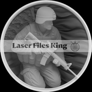 Fiber Laser cut depth map 3D PNG file, Depth engraving, brass coin, high quality images, ezcad2, lightburn, American soldier with flag