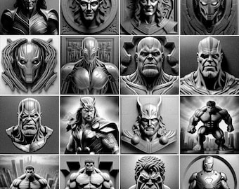 Grayscale Files / 3D Laser Engraving Images / HD Laser Engraving Images / 3D Illusion / Relief Engraving / 8K / Super Hero