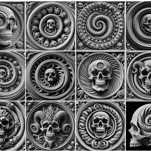 Archivos en escala de grises / Imágenes de grabado láser 3D / Imágenes HD para grabado láser / Ilusión 3D / Grabado en relieve / 8K / Esqueleto